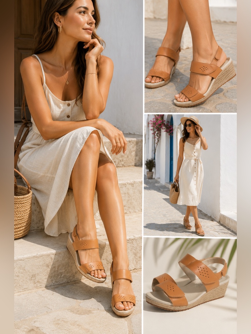 Propet | Madrid Strappy Espadrille Leather Wedge Sandals | NWOT | 8